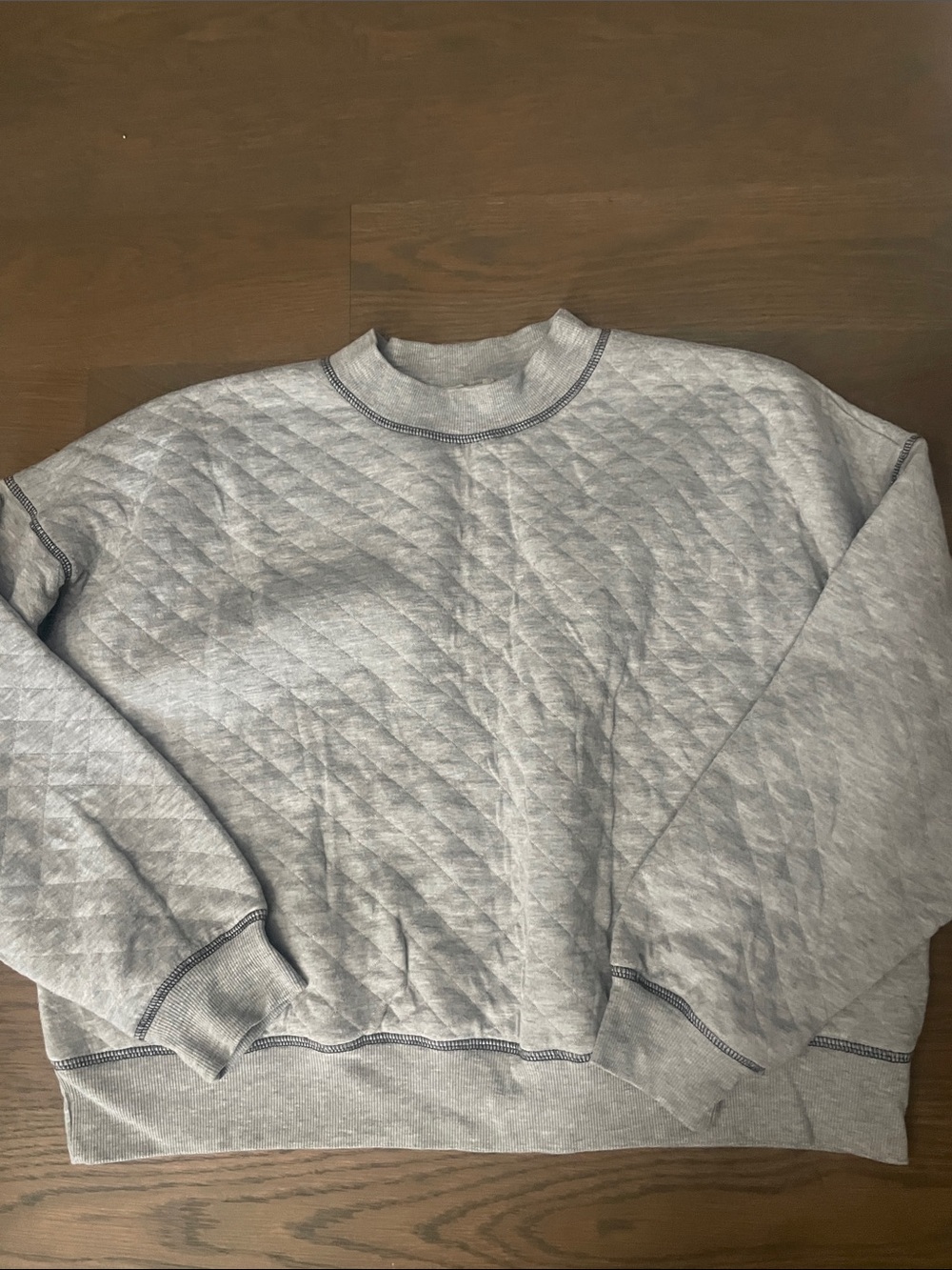 Chance or Fate Light Gray Quilted Crewneck Sweatshirt